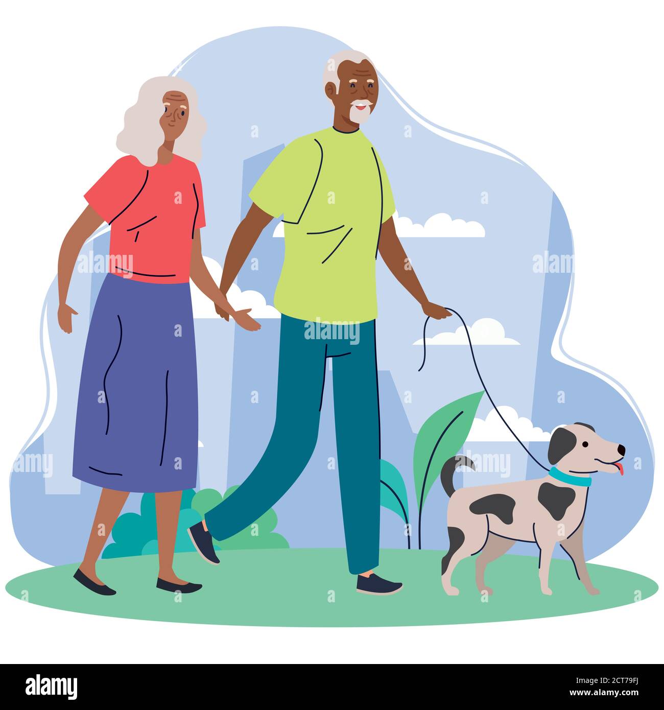 Mature female walking dog Stock Vector Images - Alamy