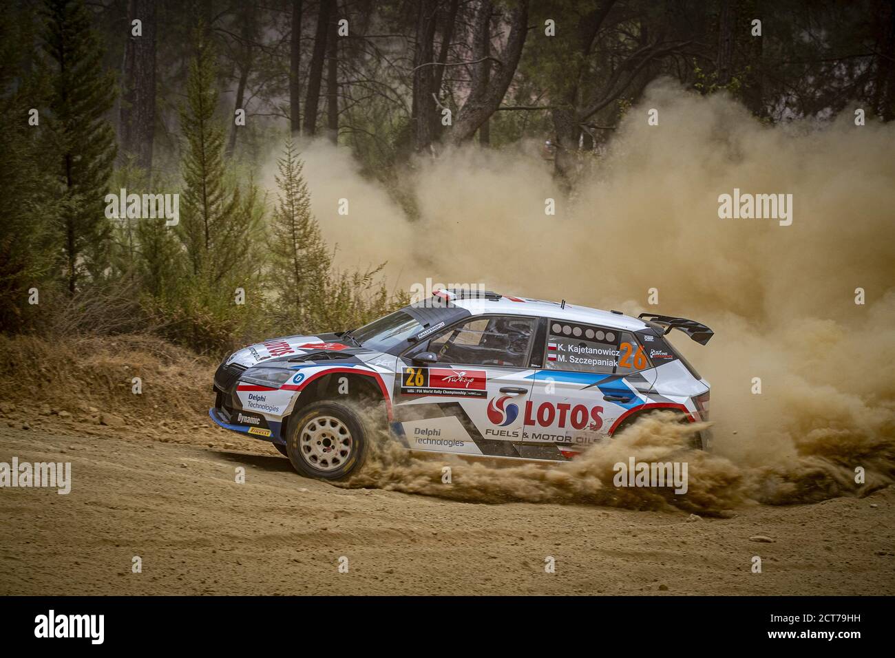 26 Kajetan KAJETANOWICZ (pol), Maciej SZCZEPANIAK (pol), SKODA FabiaWRC 3, action during the 2020 Rally of Turkey, 5th round of the 2020 FIA WRC Champ Stock Photo