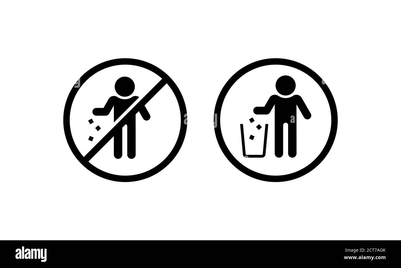 Do not litter icon. Keep area clean concept. Vector on isolated white ...