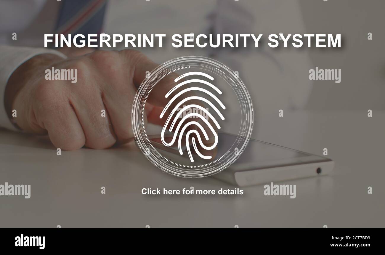 Fingerprint security system concept illustrated by a picture on