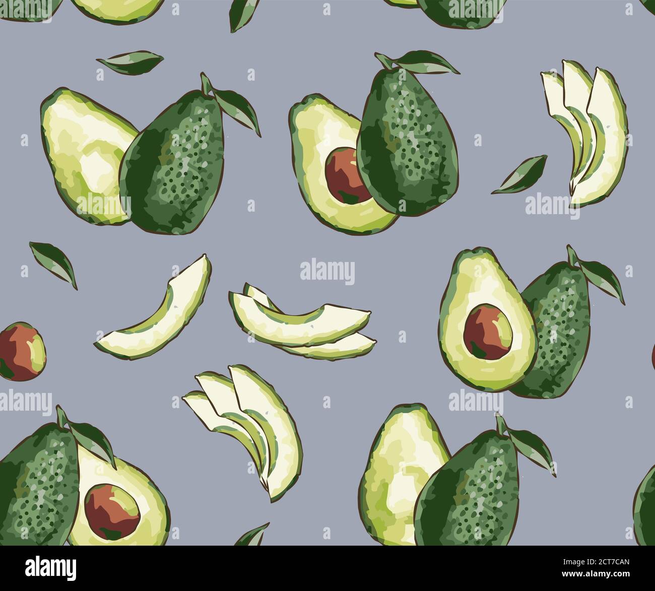 Seamless pattern of ripe avocados with seeds. Seamless exotic vector ...