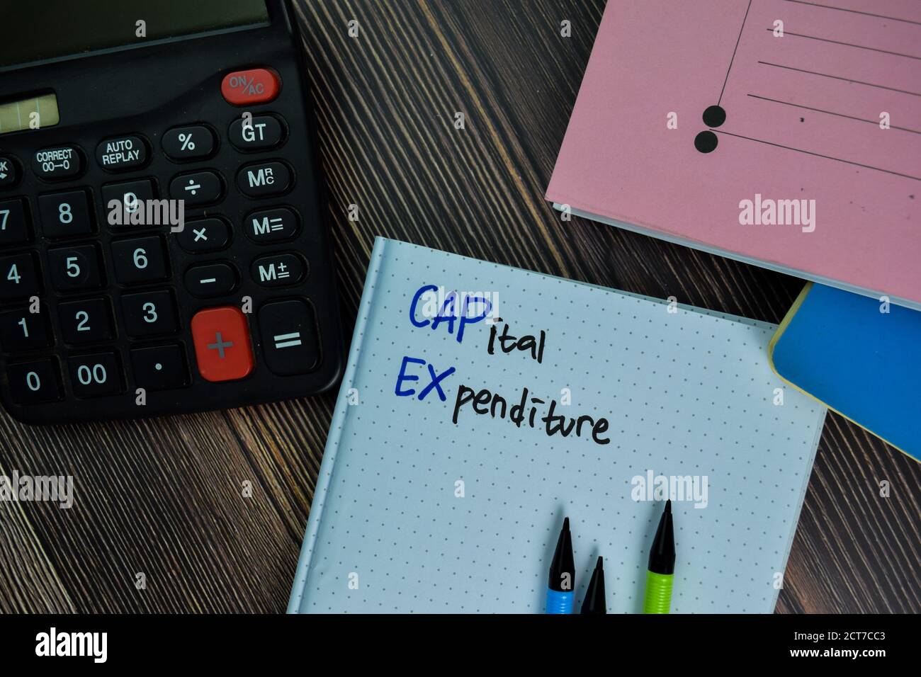 Capital Expenditure write on a book isolated on office desk Stock Photo