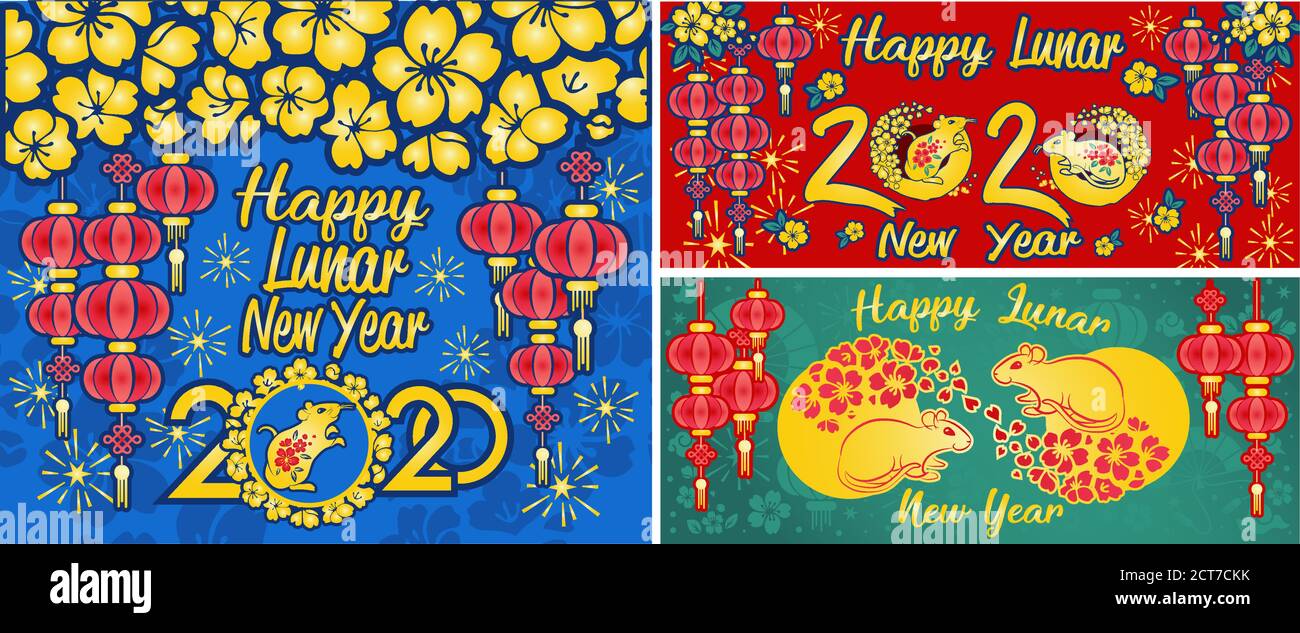 Chinese New year 2020 year Rat, red and gold paper cut rat character, flower and Asian elements with craft style on background, Christmas taming for A Stock Vector