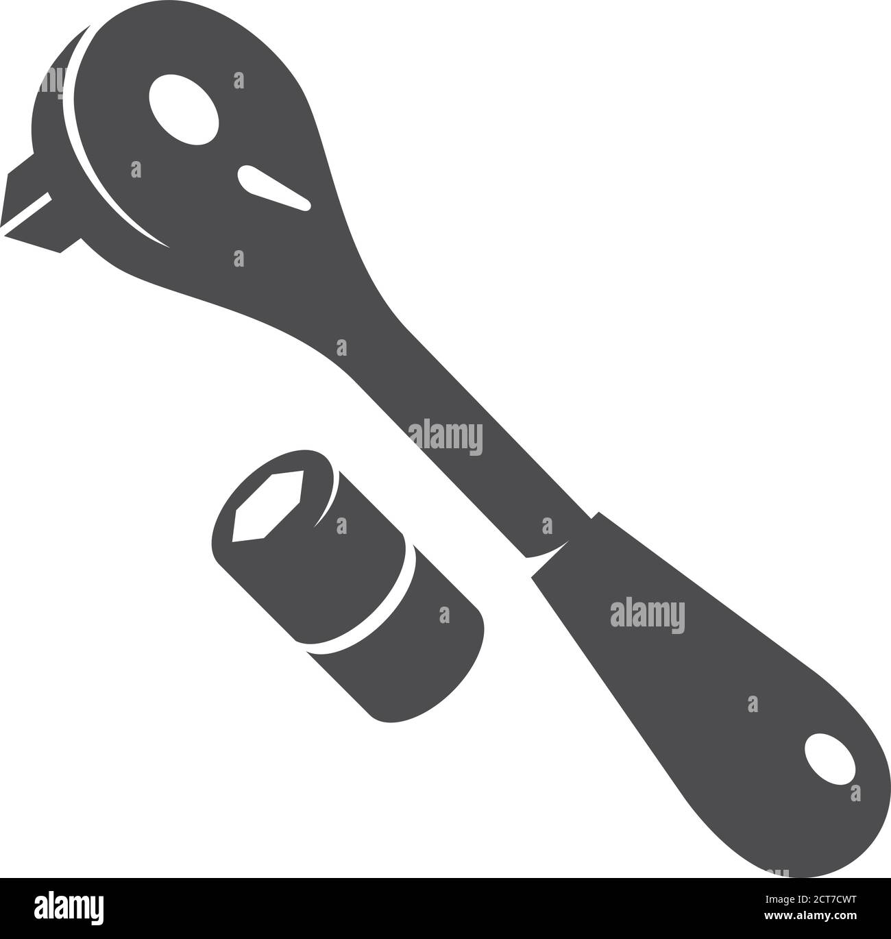 Ratchet tools icons in black and white. Vector bicycle car repair