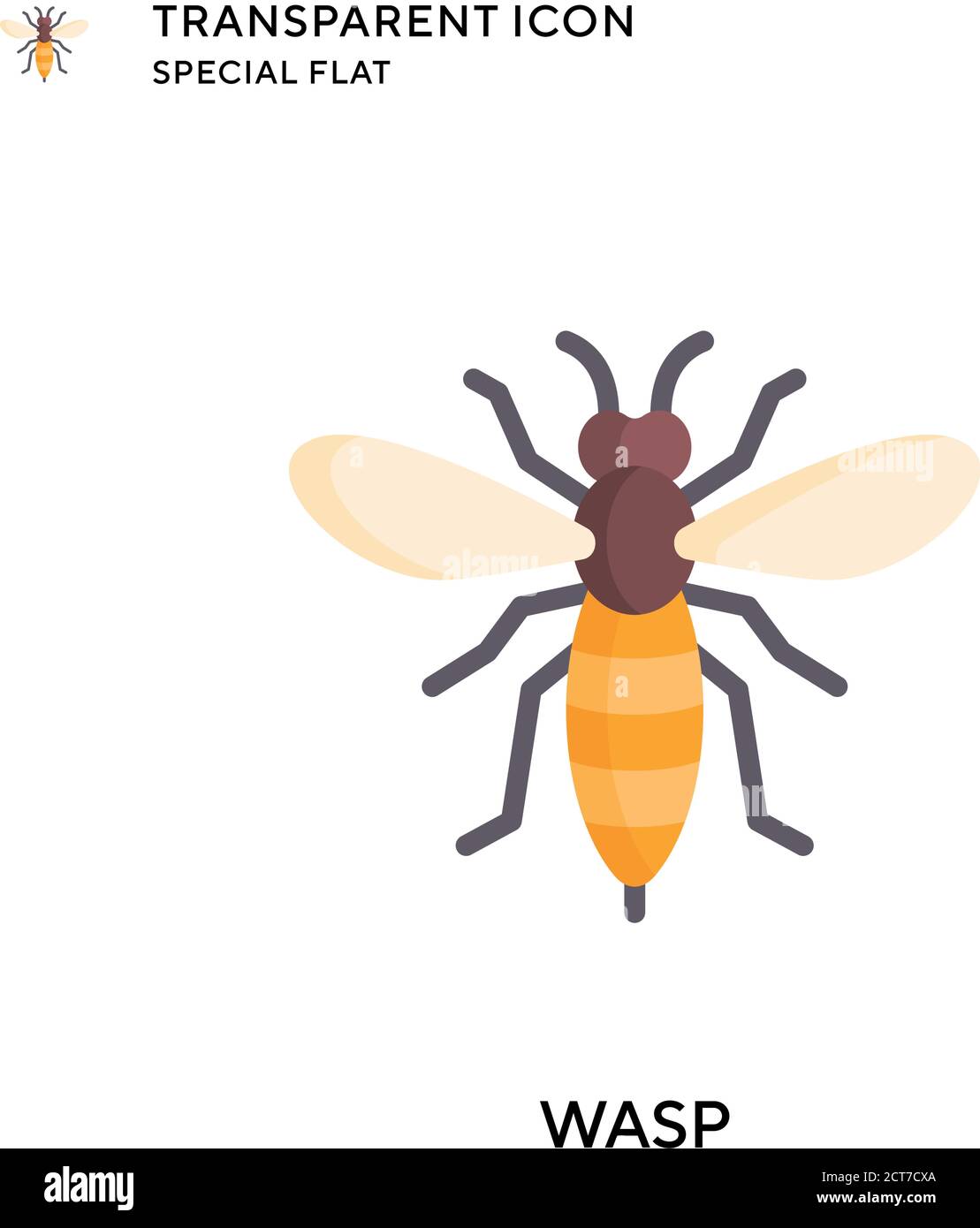 Wasp vector icon. Flat style illustration. EPS 10 vector. Stock Vector