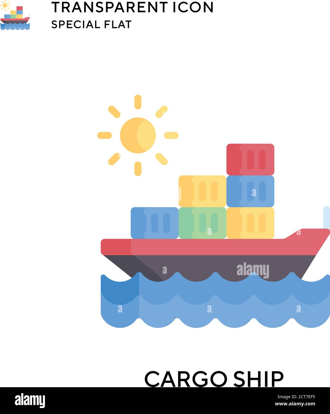 Cargo ship vector icon. Flat style illustration. EPS 10 vector Stock ...