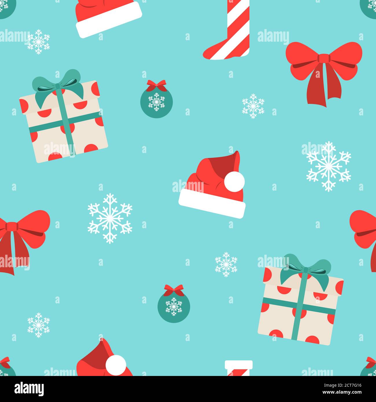 Seamless pattern with colorful festive Christmas attribute Stock Vector