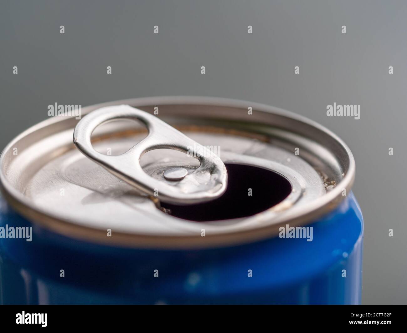 Close up view on empty blue recycling can Stock Photo