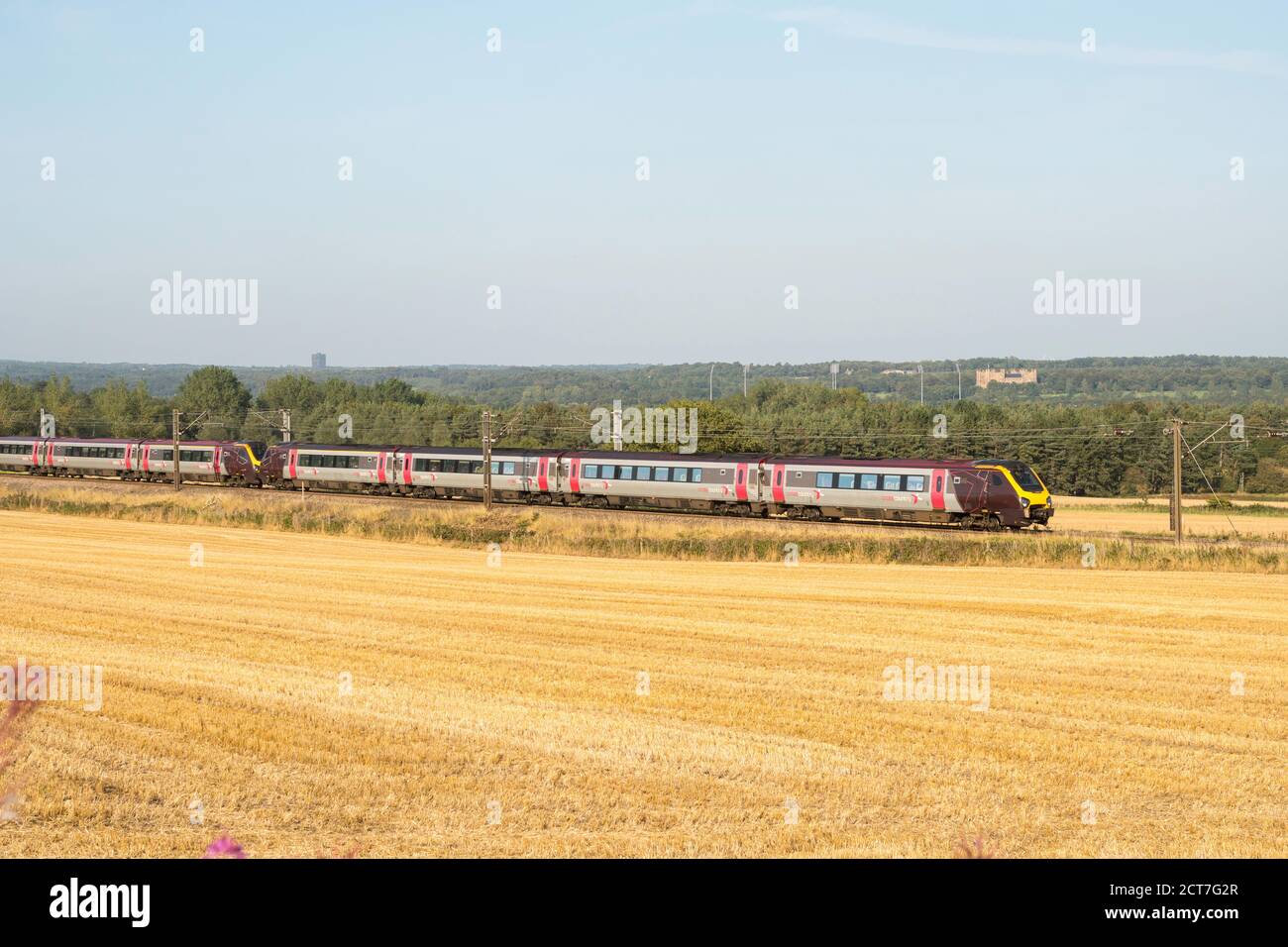 CrossCountry Class 220 Voyager express passenger train passing Plawsworth, Co. Durham, England, UK Stock Photo