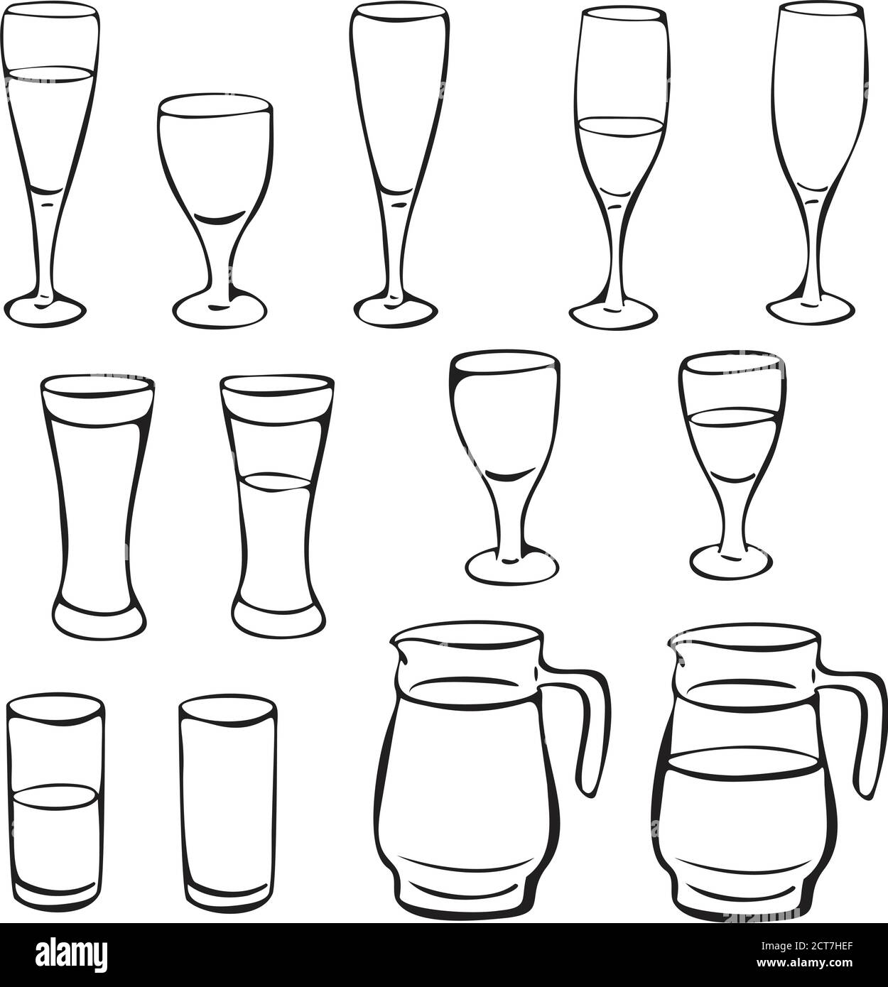 https://c8.alamy.com/comp/2CT7HEF/set-of-vector-glasses-with-different-shapes-black-and-white-glassware-collection-vector-illustration-2CT7HEF.jpg