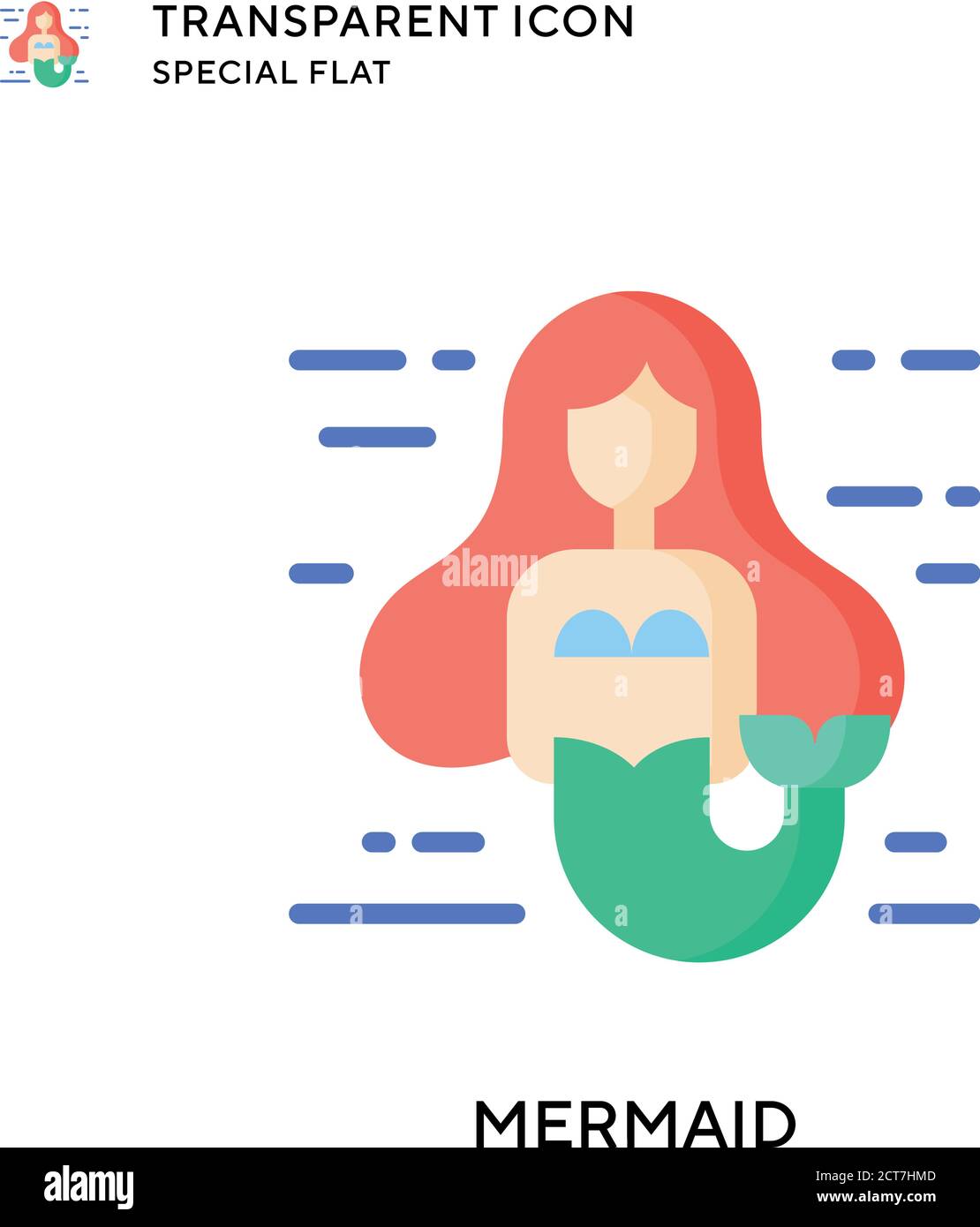 Mermaid vector icon. Flat style illustration. EPS 10 vector Stock ...