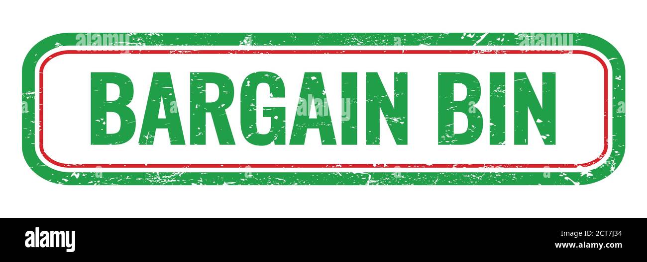 BARGAIN BIN green grungy rectangle stamp sign. Stock Photo