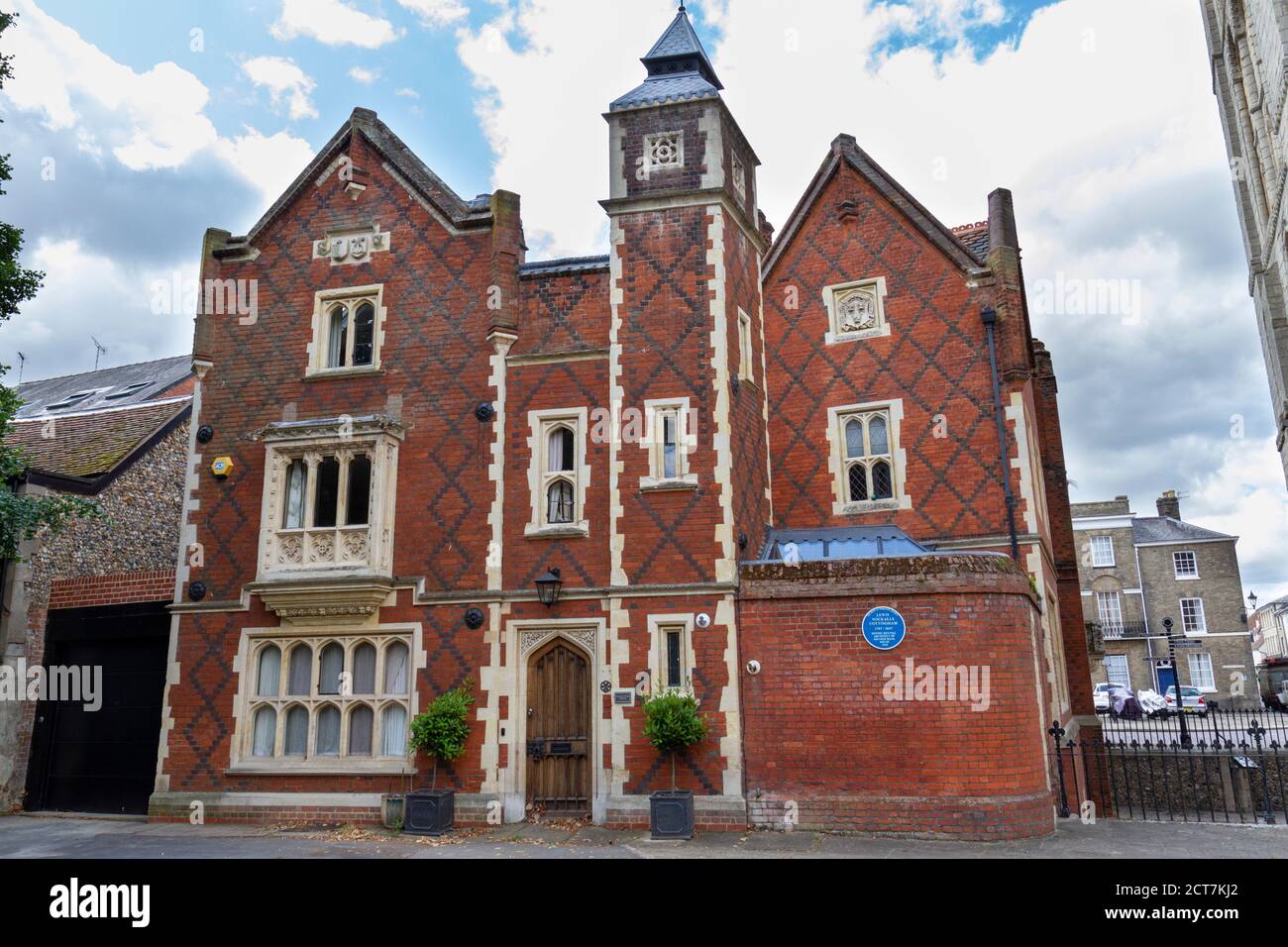 Savings Bank House, designed by the gothic revival architect, Lewis Nockalls Cottingham, Crown Street, Bury St Edmunds, Suffolk, UK. Stock Photo