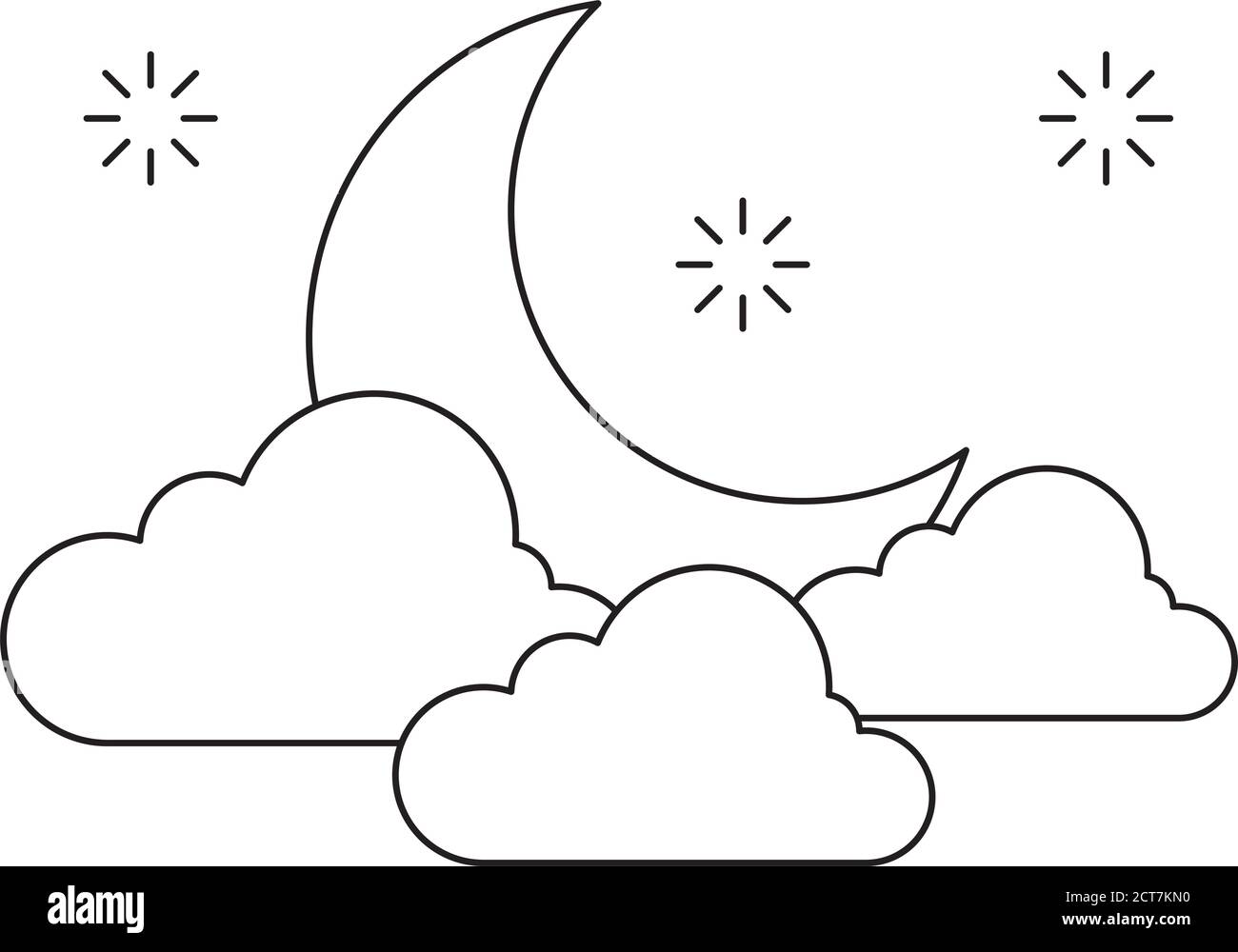 Night sky moon clouds stars Black and White Stock Photos & Images - Alamy