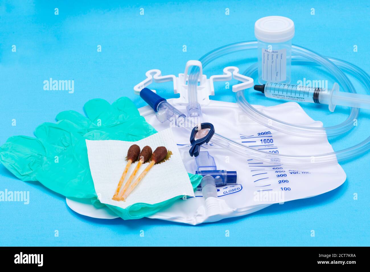 Sterile Urinary Drainage Bag with AntiReflux Tower, green vinyl