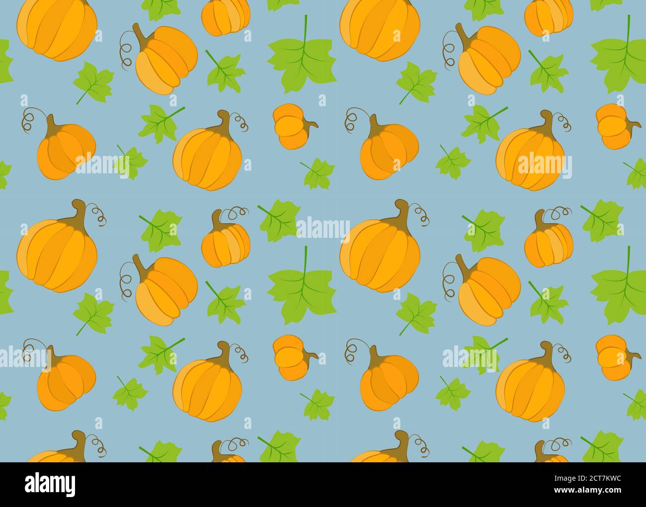 Seamless singing pattern with pumpkins on a blue background Stock ...