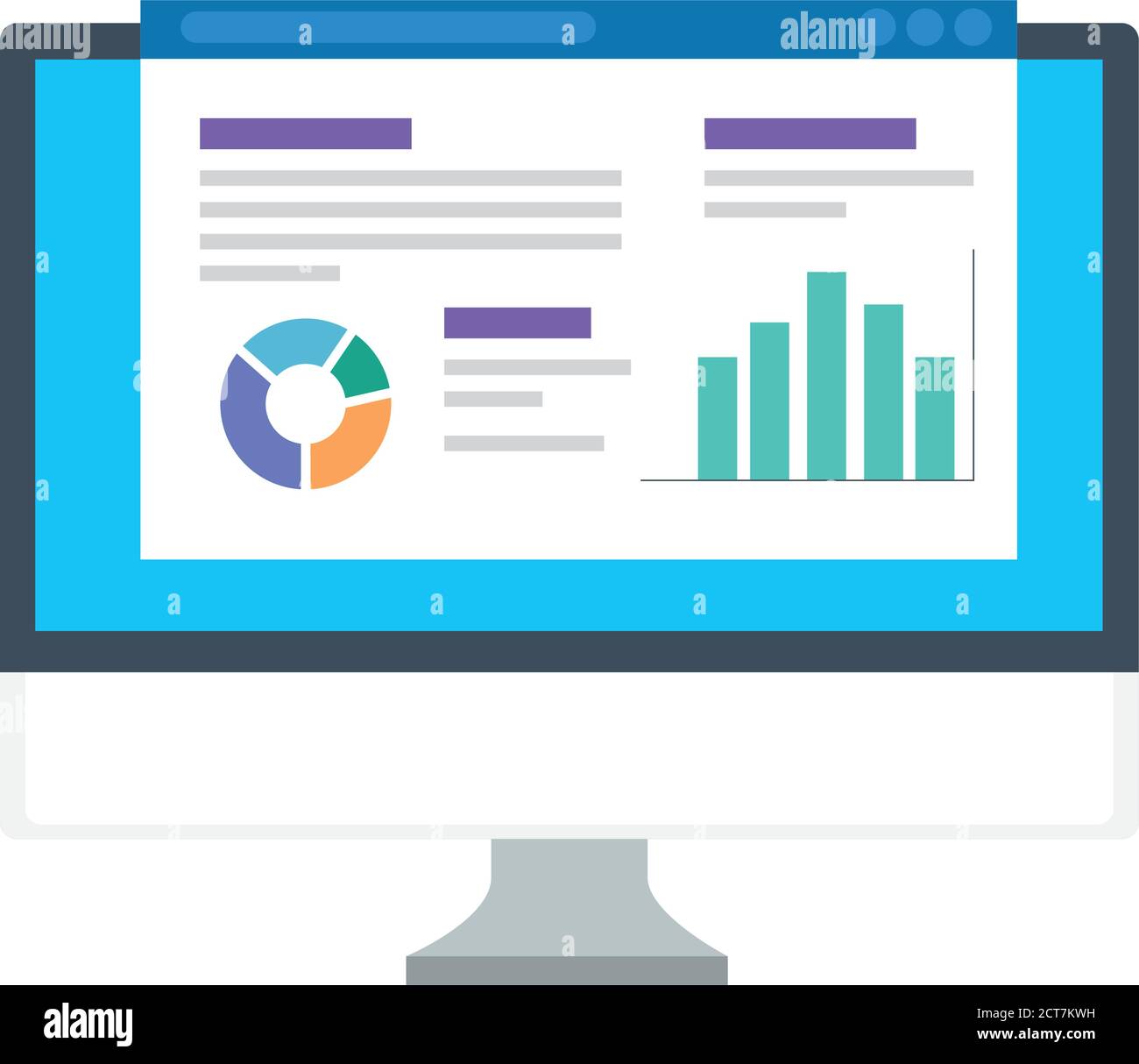 nfographic charts on website in front of computer vector design Stock ...