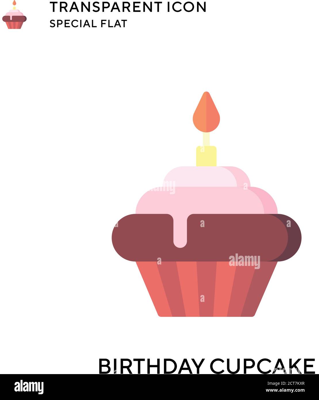 Birthday cupcake vector icon. Flat style illustration. EPS 10 vector. Stock Vector