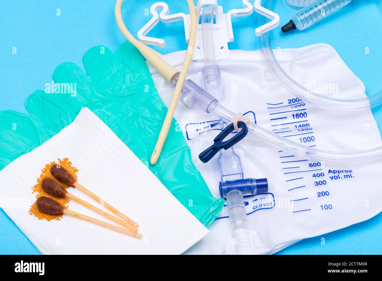 Sterile Foley urinary catheter, Drainage Bag, green vinyl sterile