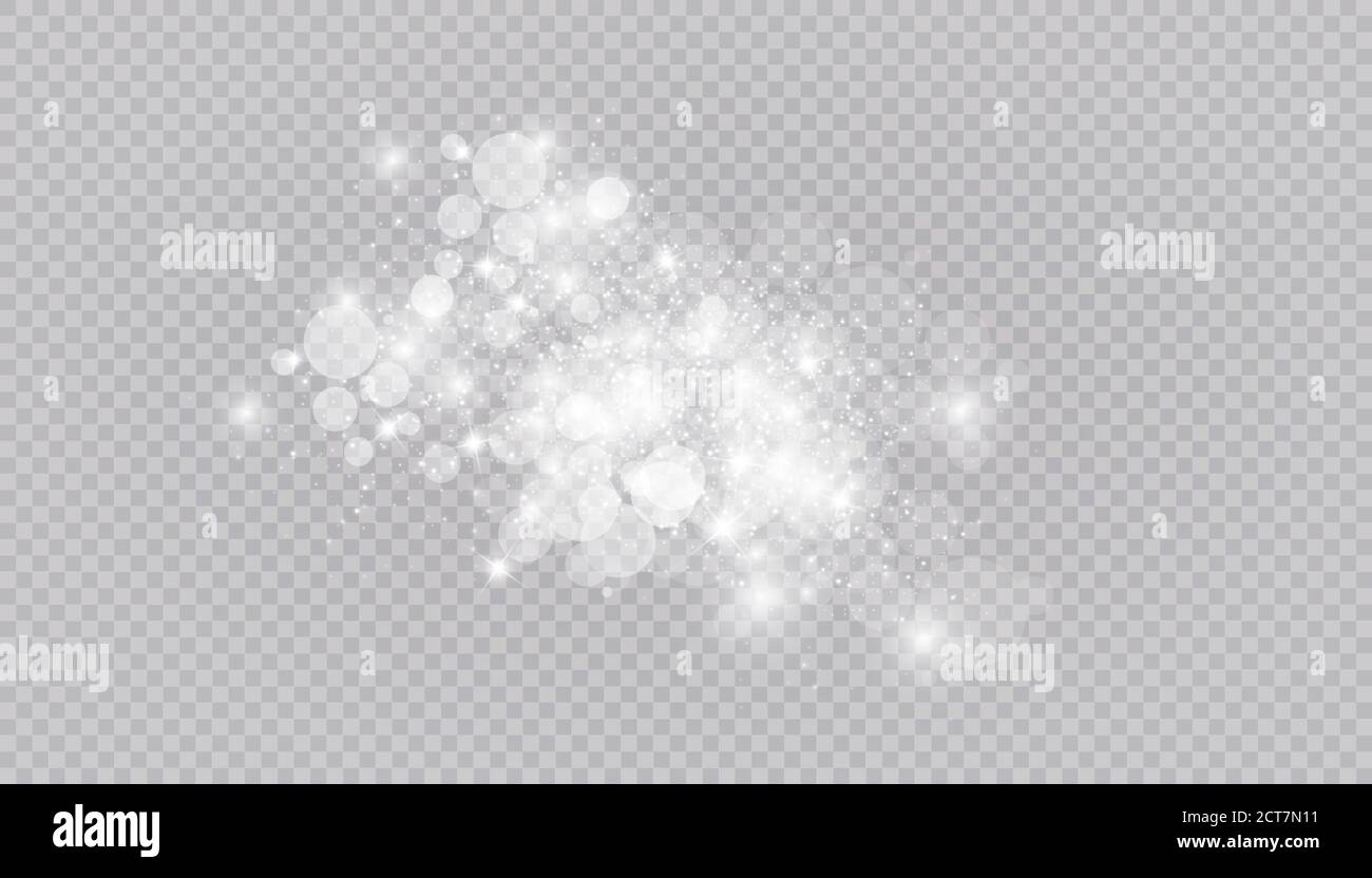 Glowing light effect with many glitter particles isolated on ...