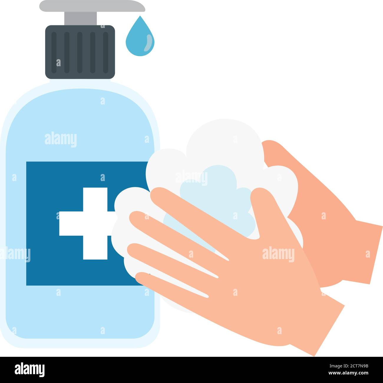 hands washing and sanitizer bottle with cross label vector design Stock ...