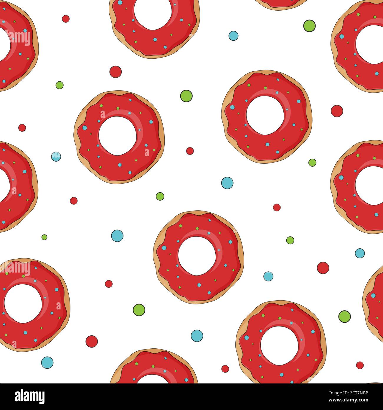 Christmas donut seamless pattern on white background, stock vector ...