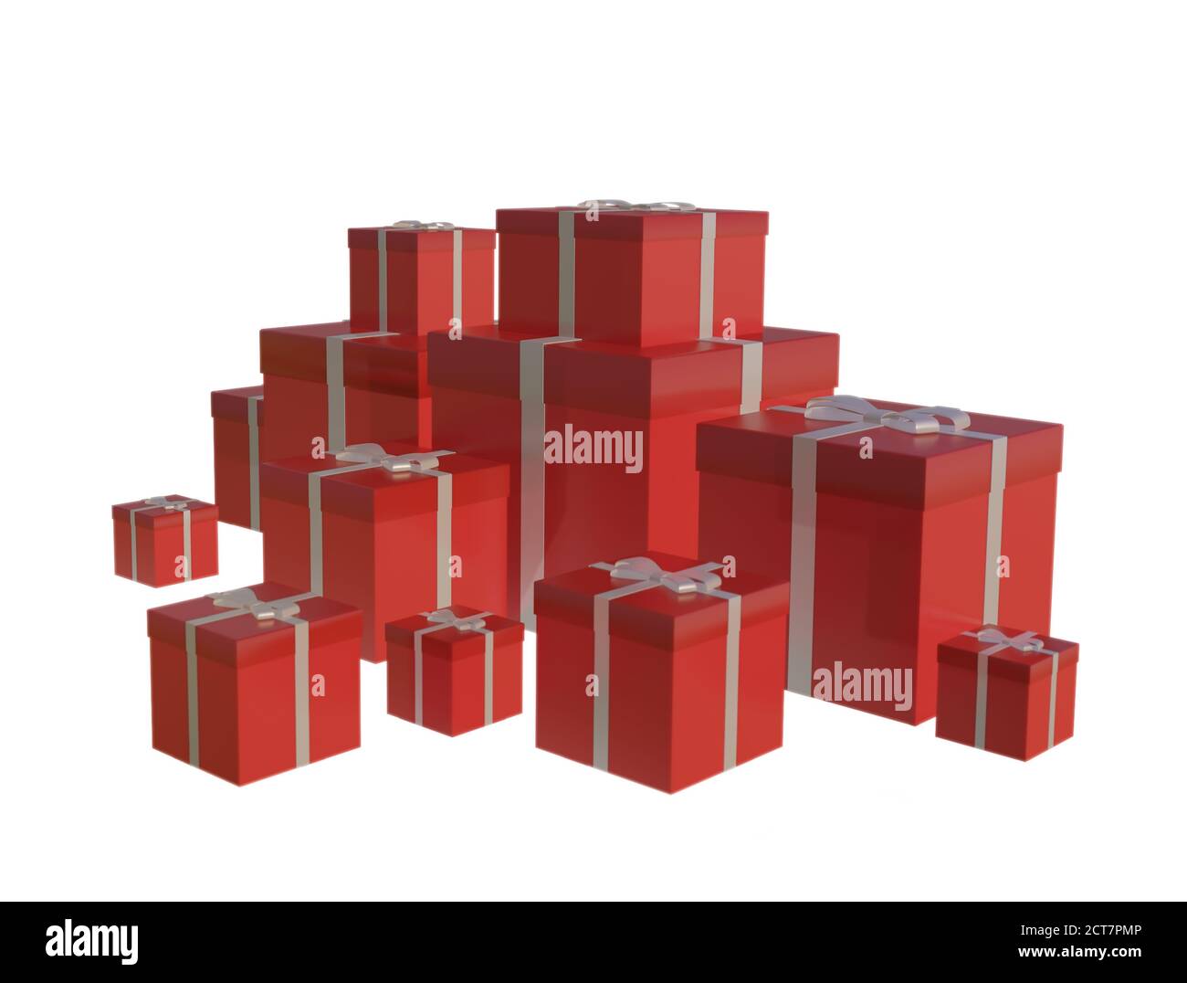 red gift boxes isolated on white background 3d illustration Stock Photo ...