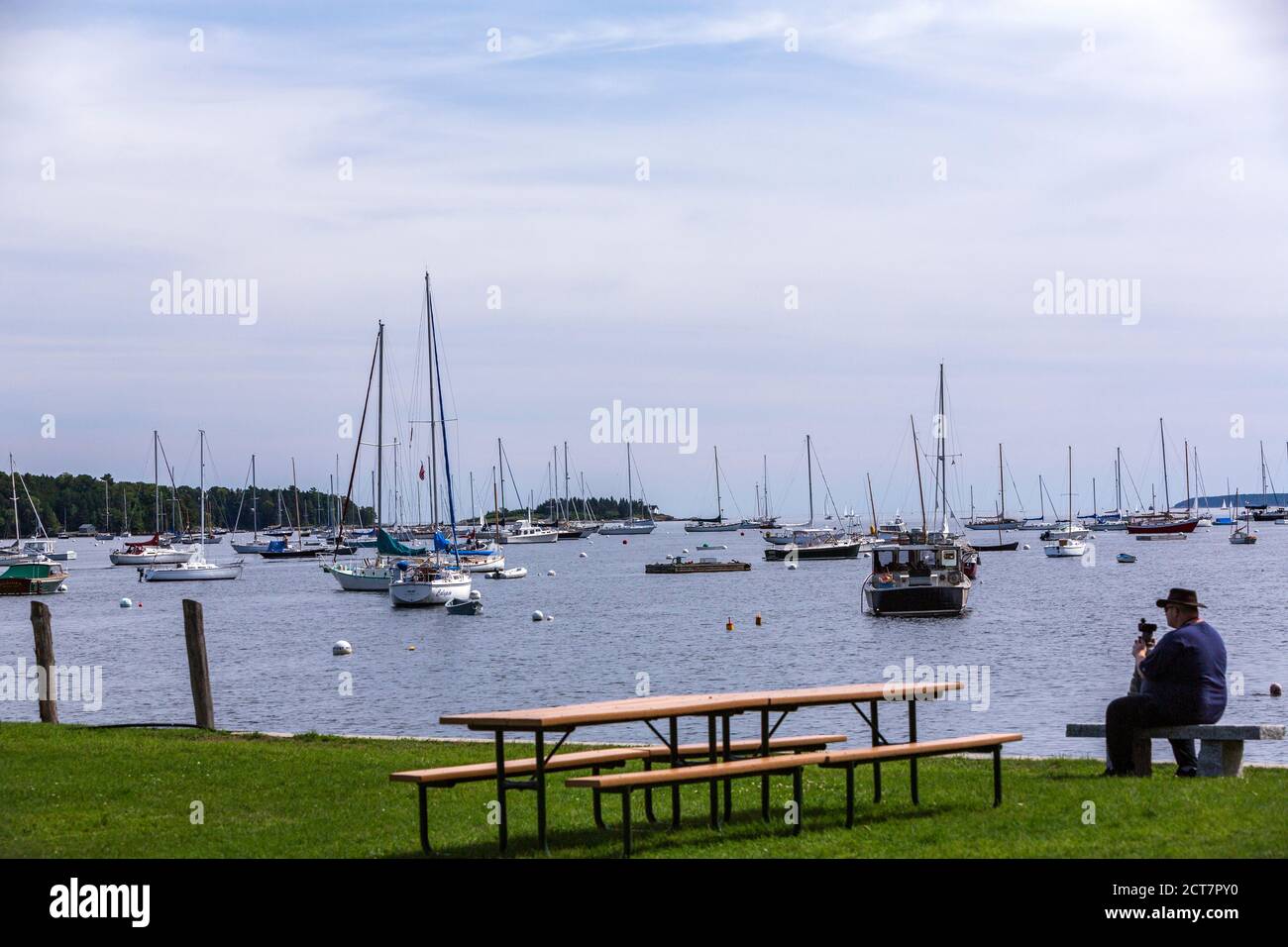 Photographer in Rockport Marine Park, Rockport, Maine, USA Stock Photo ...