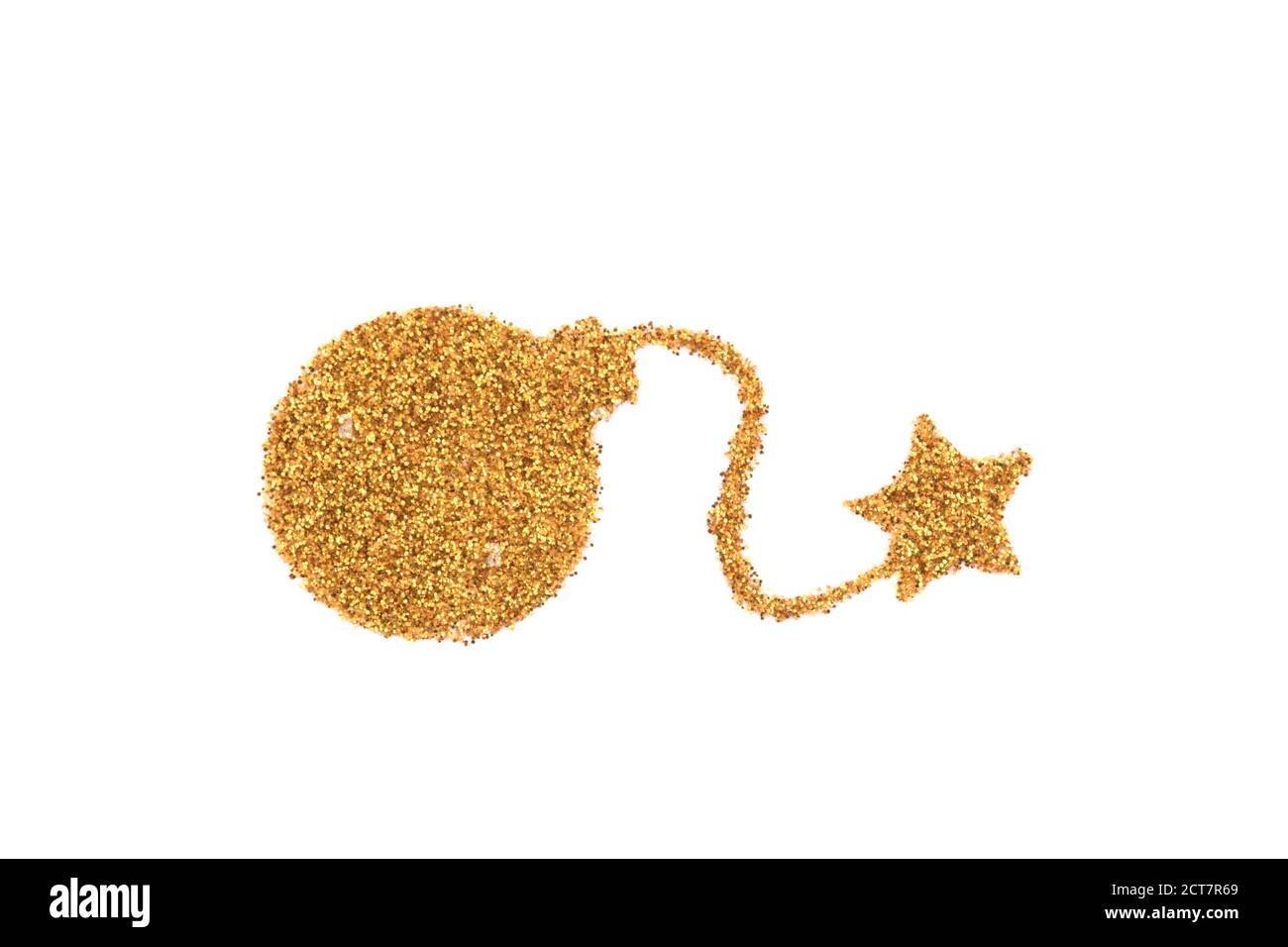 Golden bomb shape made of glitter Stock Photo