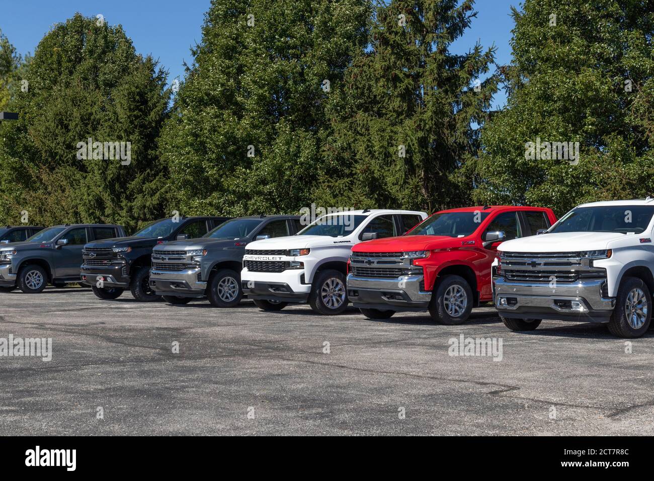 Avon Circa September 2020 Chevrolet Silverado pickup trucks on