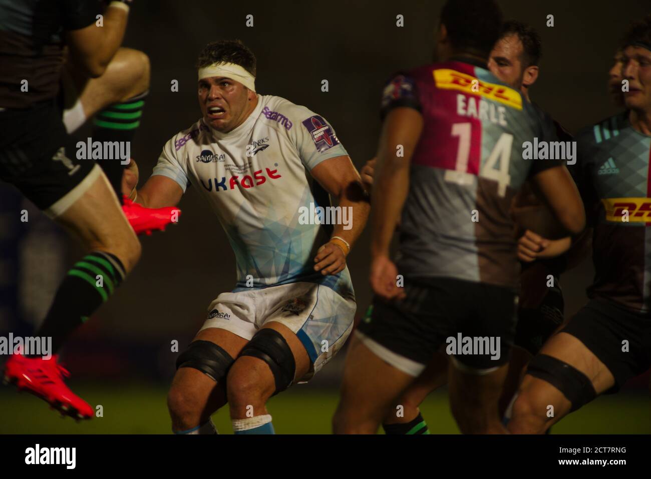 Manchester, England, 21 September 2020. Jono Ross playing for Sale Sharks against Harlequins in the Premiership Rugby Cup Final at the A J Bell Stadium. Credit: Colin Edwards/Alamy Live News. Stock Photo