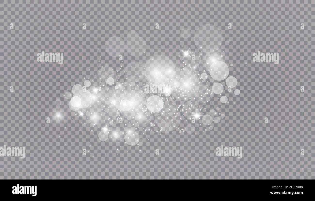 Glowing light effect with many glitter particles isolated on ...