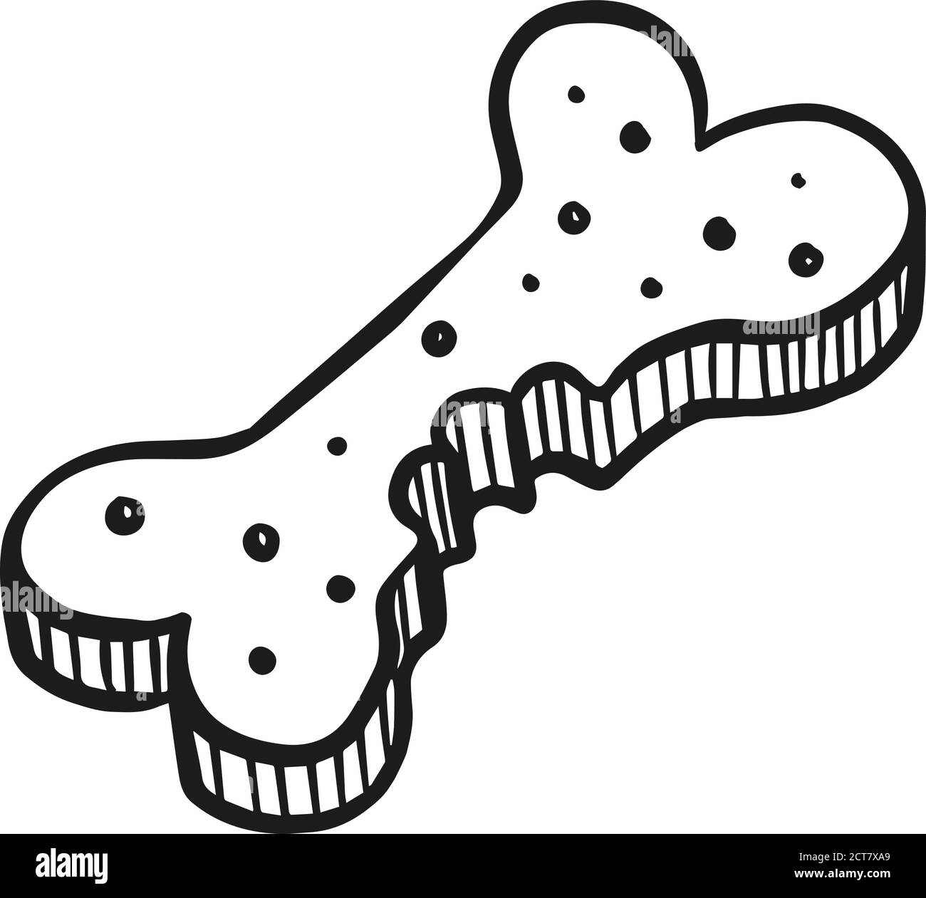 Dog food icon in sketch style. bone shaped canine biscuit Stock Vector