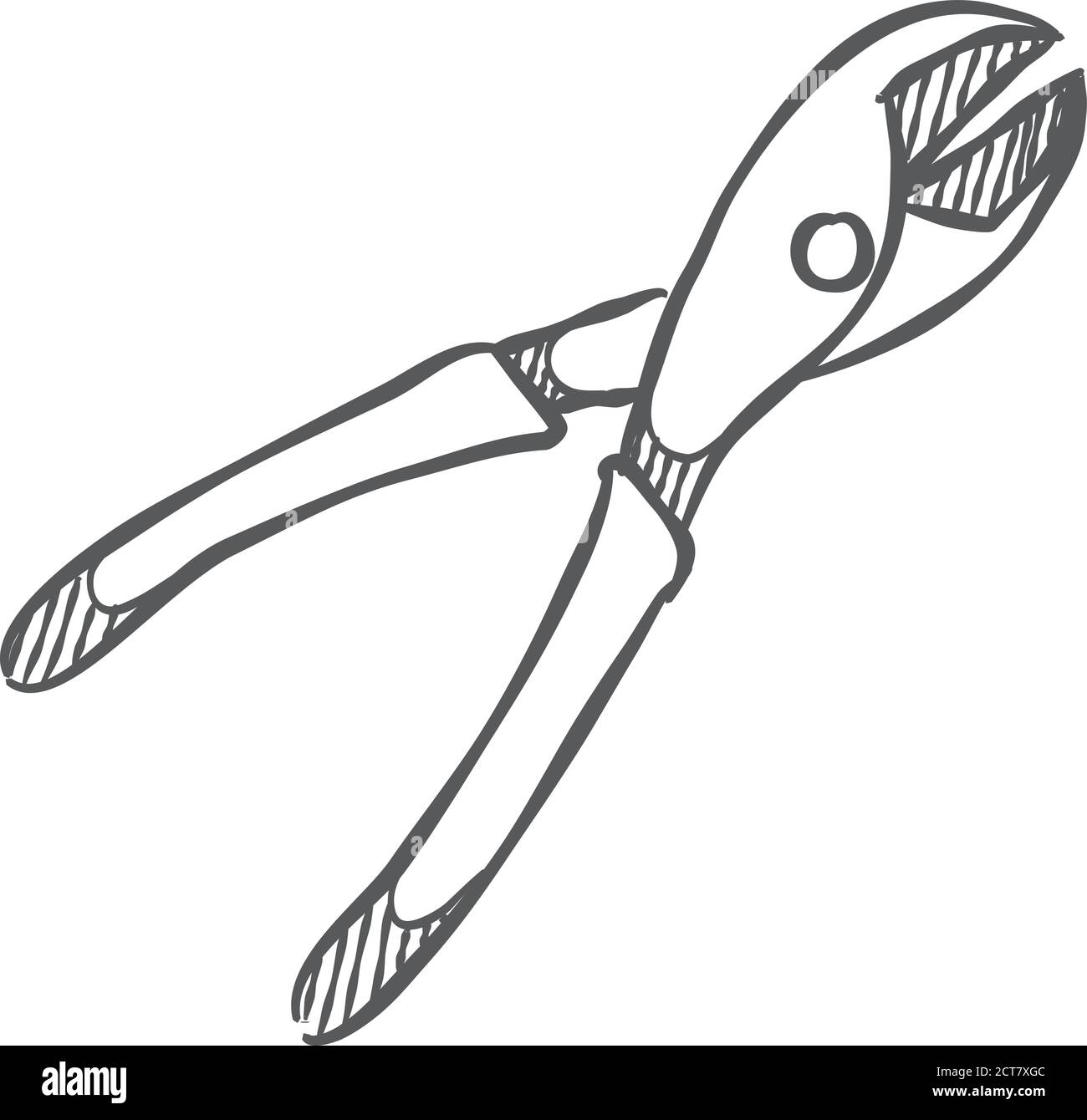 Wire cutter icon in sketch style. Vector illustration Stock Vector