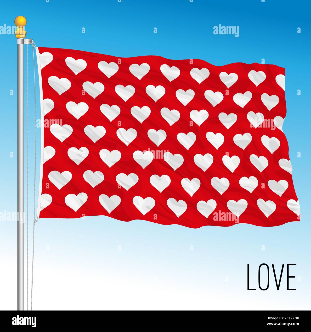 Symbolic love flag, fantasy image with heart symbol, vector ...