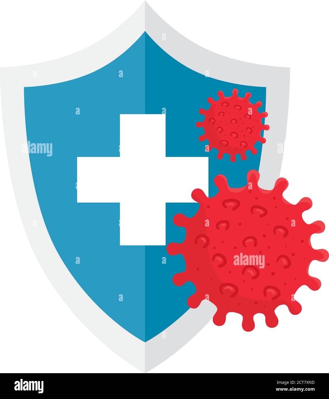 Covid 19 virus with cross shield vector design Stock Vector Image & Art ...