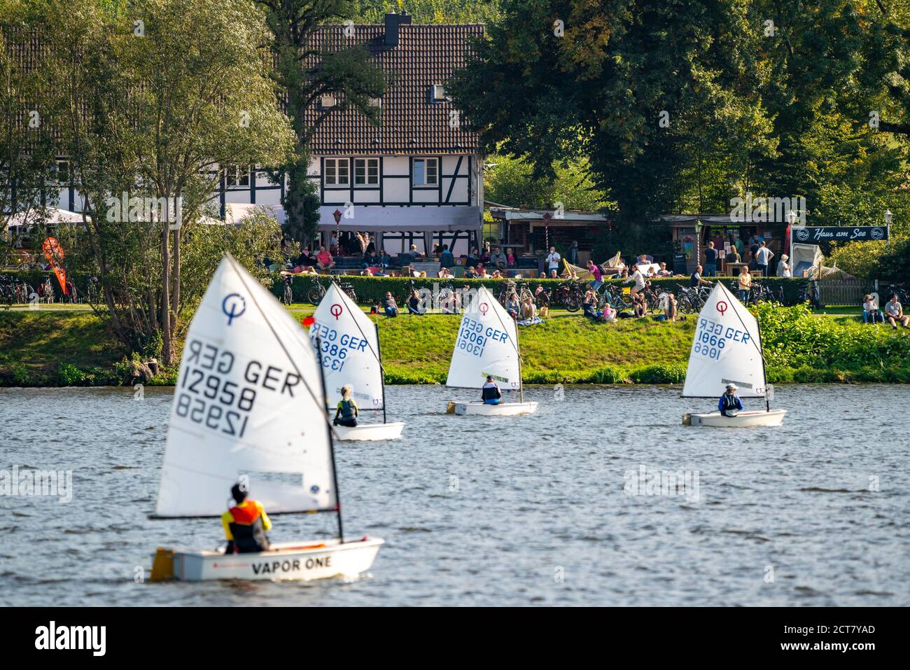 Lake Baldeney In Essen Reservoir Of The Ruhr Sailing Boats Essener Segelwoche Sailing Regatta Essen Nrw Germany Stock Photo Alamy