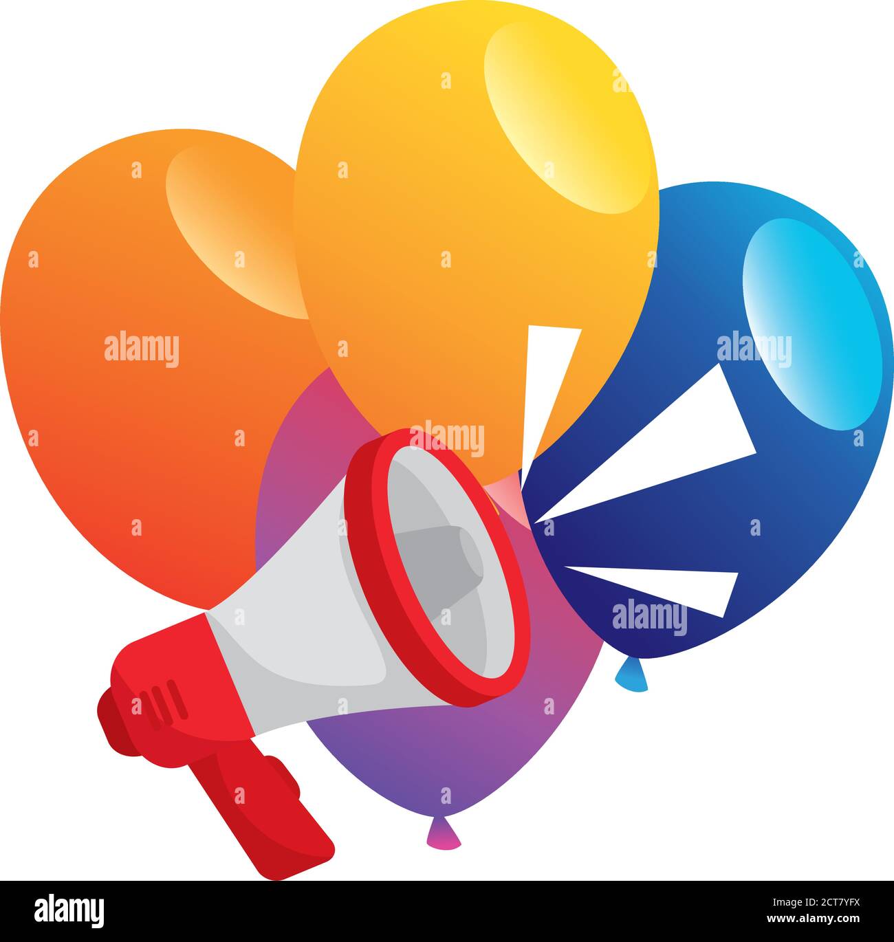 Party balloons with megaphone vector design Stock Vector Image & Art