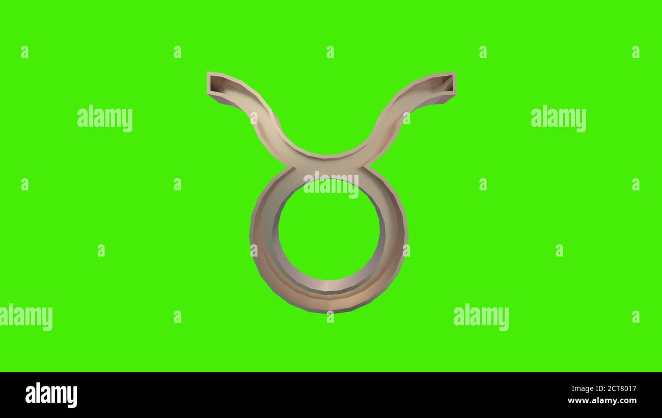 Golden Taurus (Bull) Astrological Zodiac sign on a green screen. 3d ...