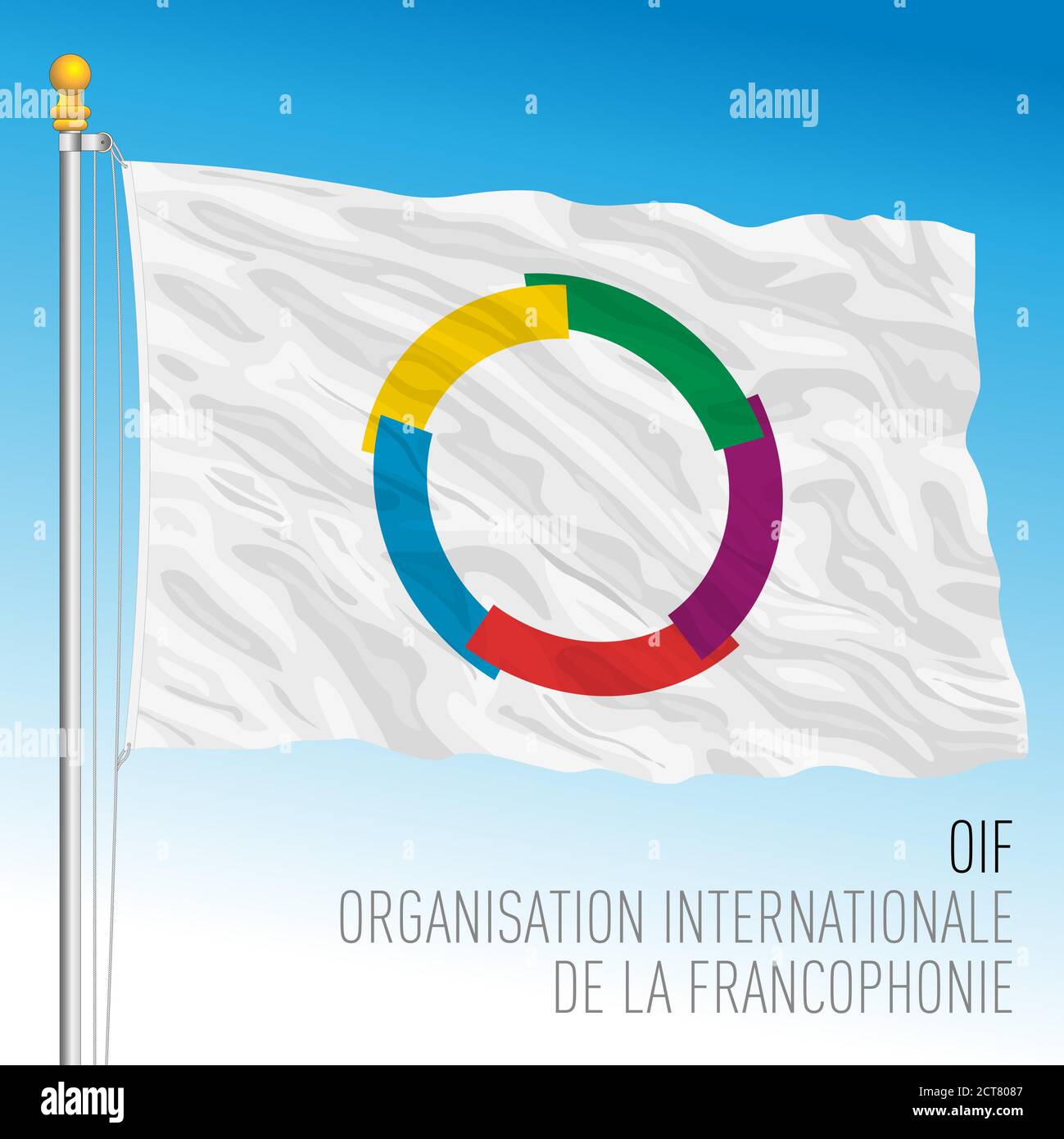Francophonie, OIF, International Organization of Francophonie official flag, vector illustration Stock Vector
