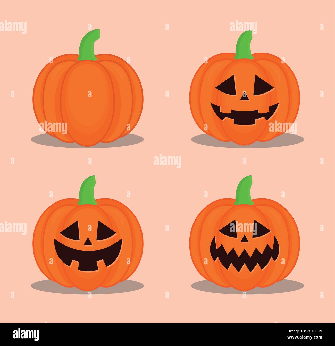 Halloween pumpkins cartoons set vector design Stock Vector Image & Art ...