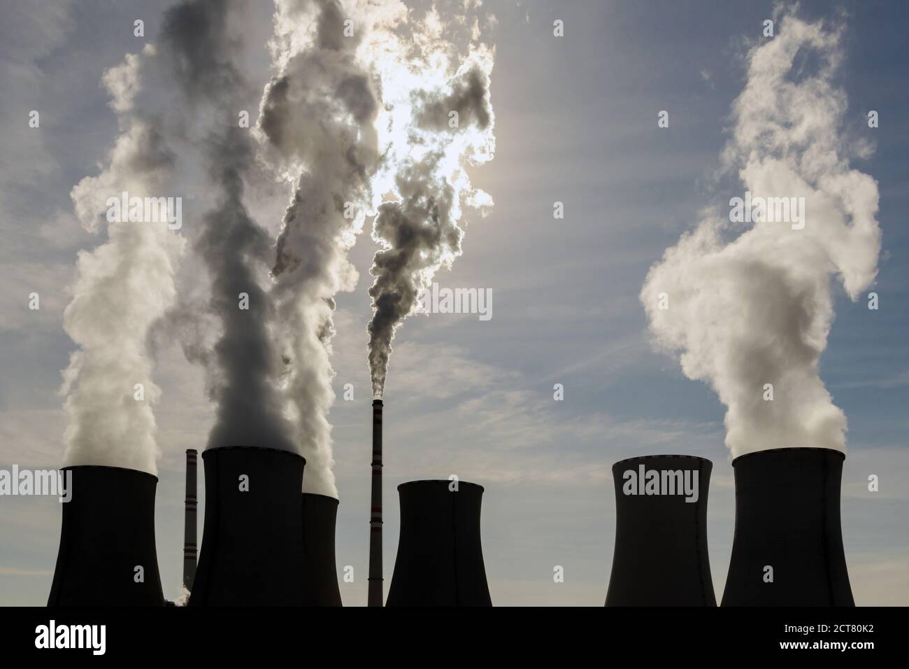 Coal power plant exhalation Stock Photo