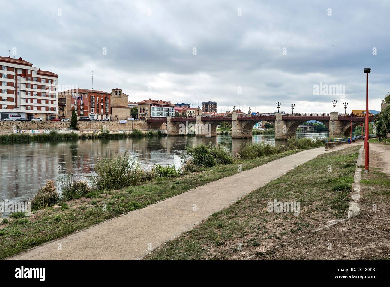 Charles III Bridge on the Ebro river, Miranda de Ebro, Burgos, Castile y León, Spain, Europe Stock Photo