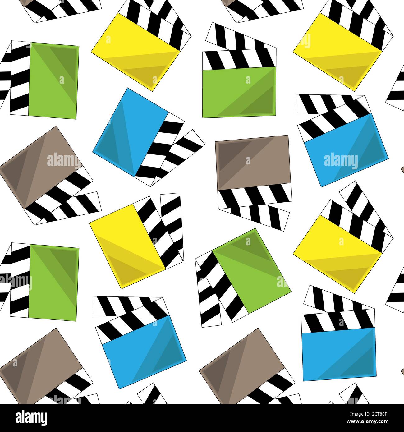 Seamless vector pattern with color little clapperboards Stock Vector