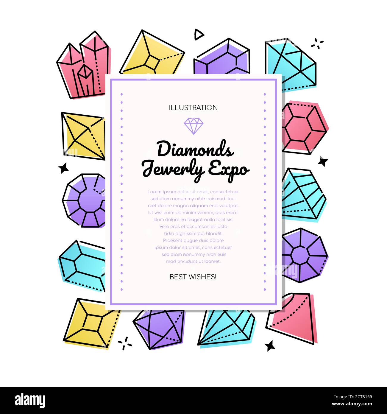 Diamonds jewelry expo line design style banner Stock Vector Image