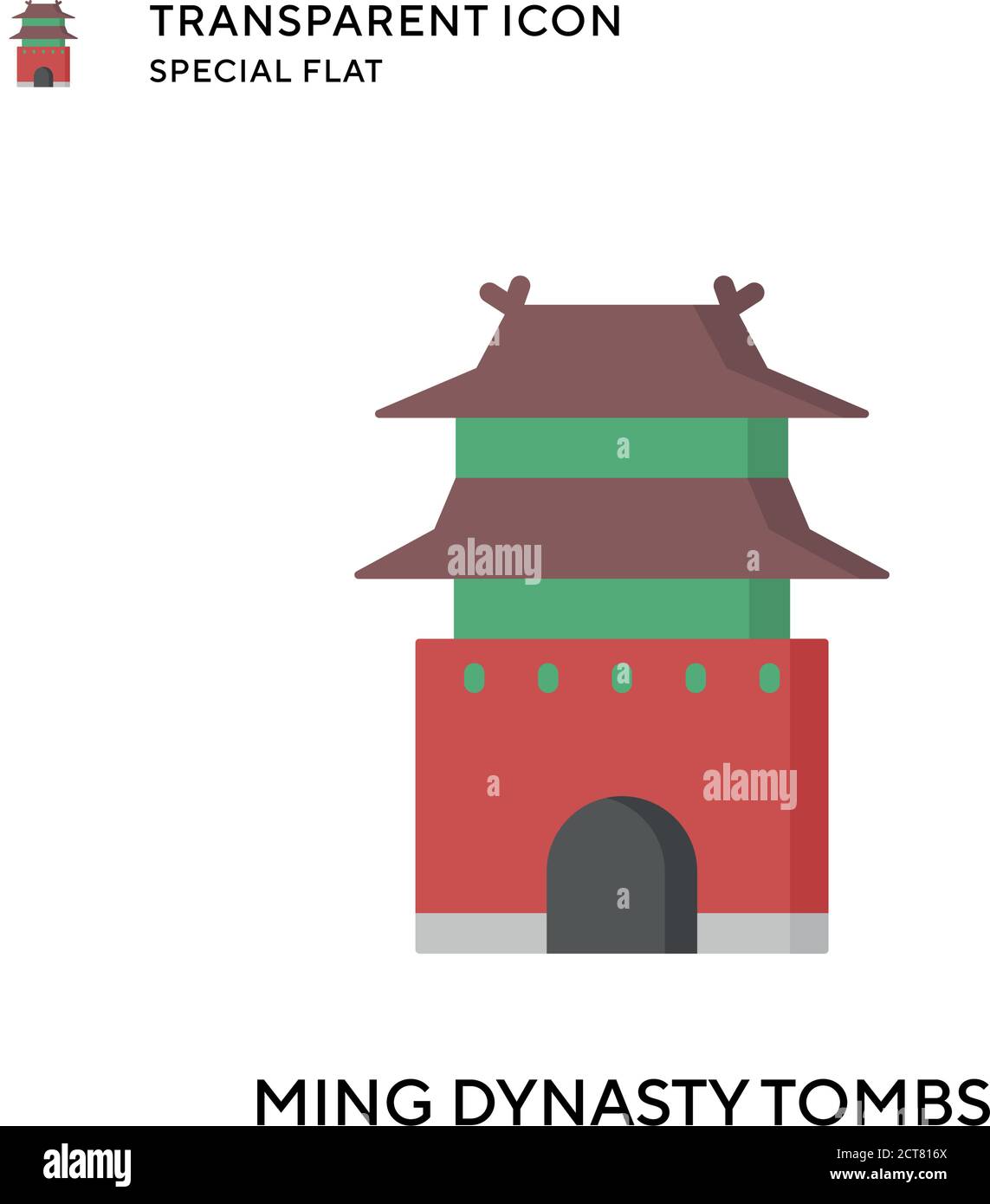 Ming dynasty tombs vector icon. Flat style illustration. EPS 10 vector. Stock Vector