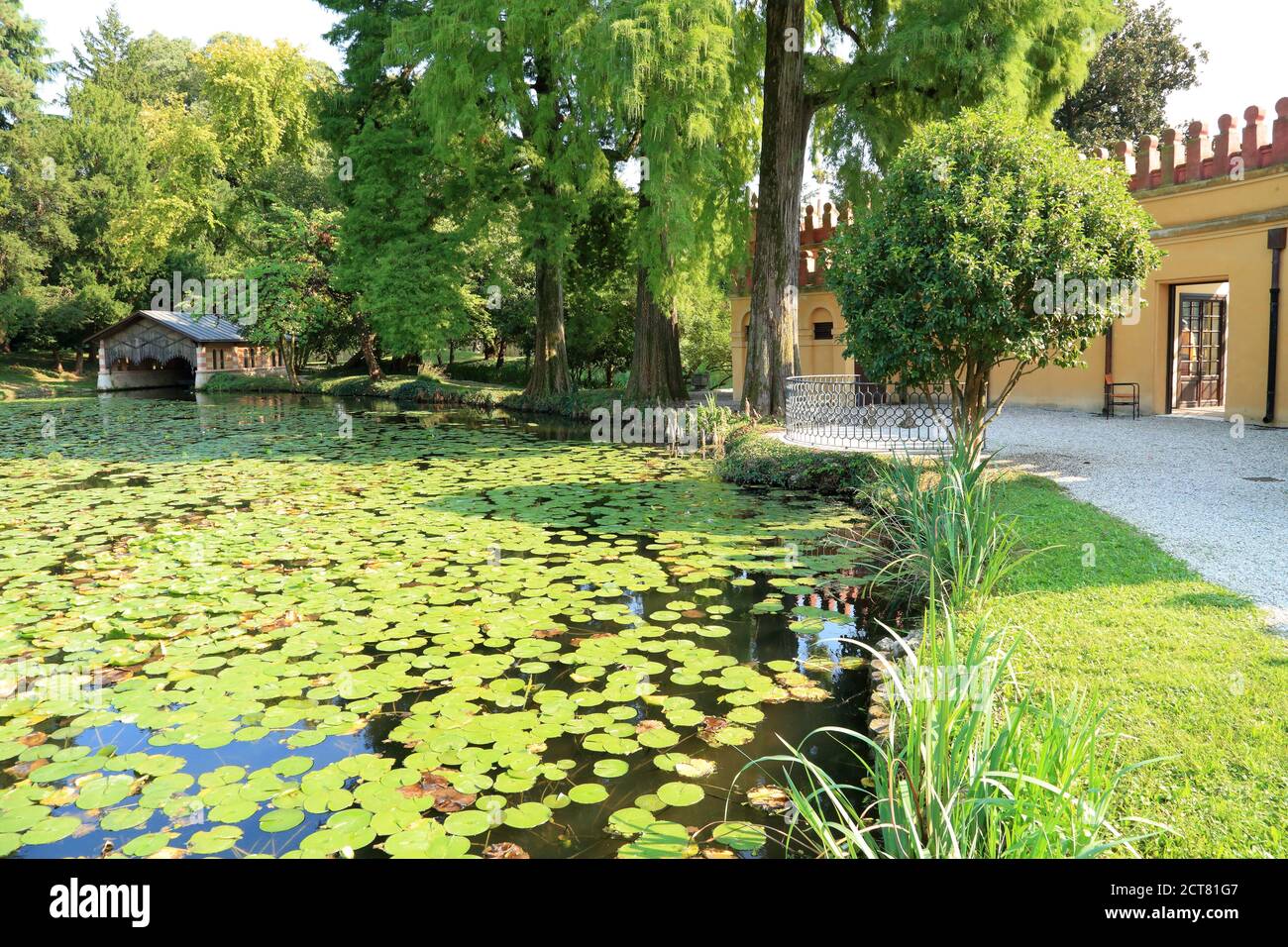 Park pond, Villa Parco Bolasco, Historical Park, Castelfranco Veneto Stock Photo
