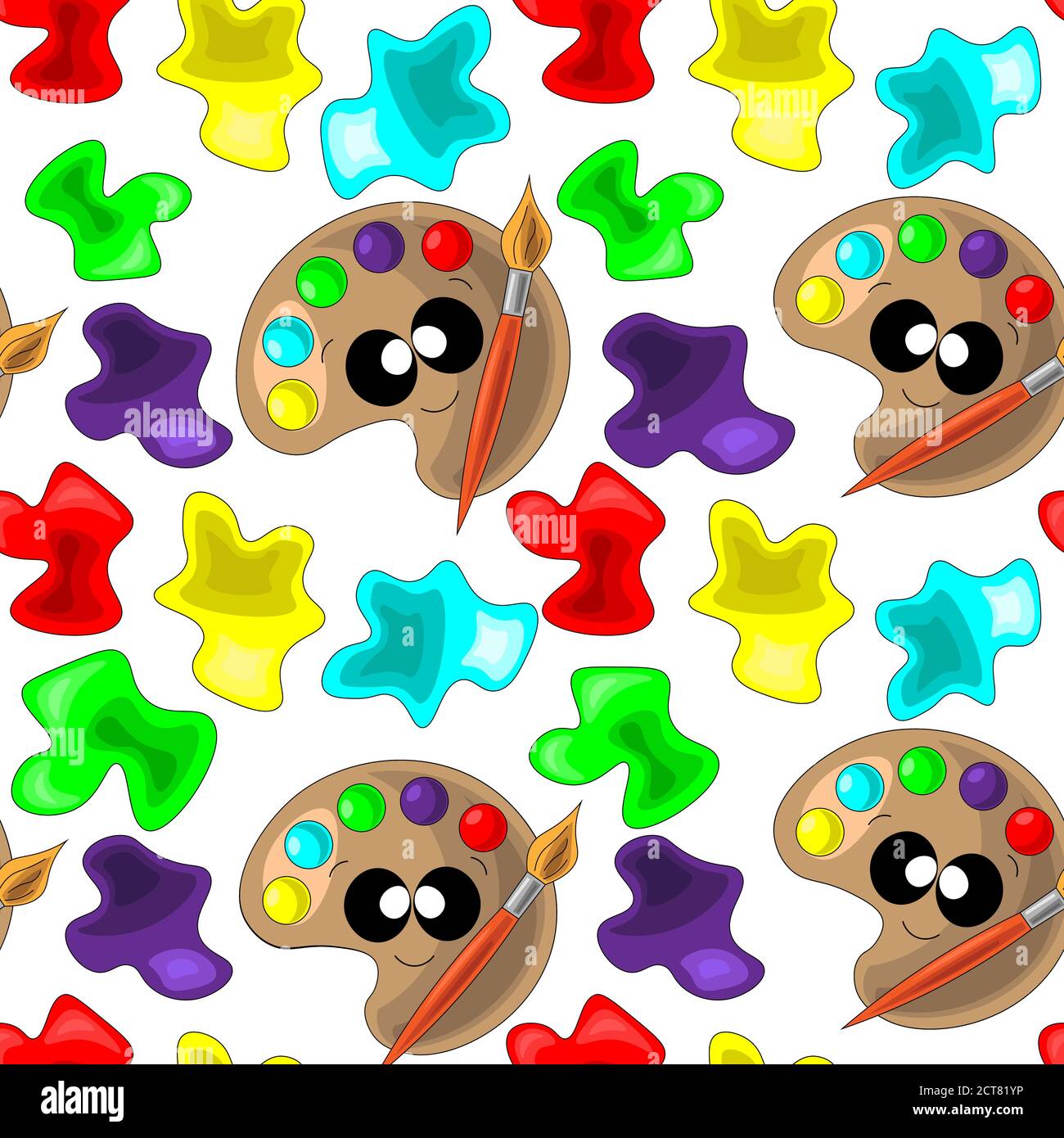 Seamless vector pattern with paints and stains Stock Vector