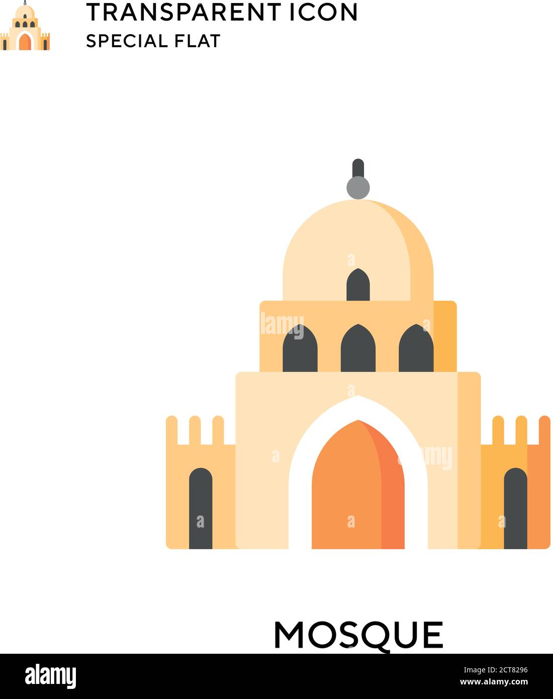 Mosque vector icon. Flat style illustration. EPS 10 vector. Stock Vector