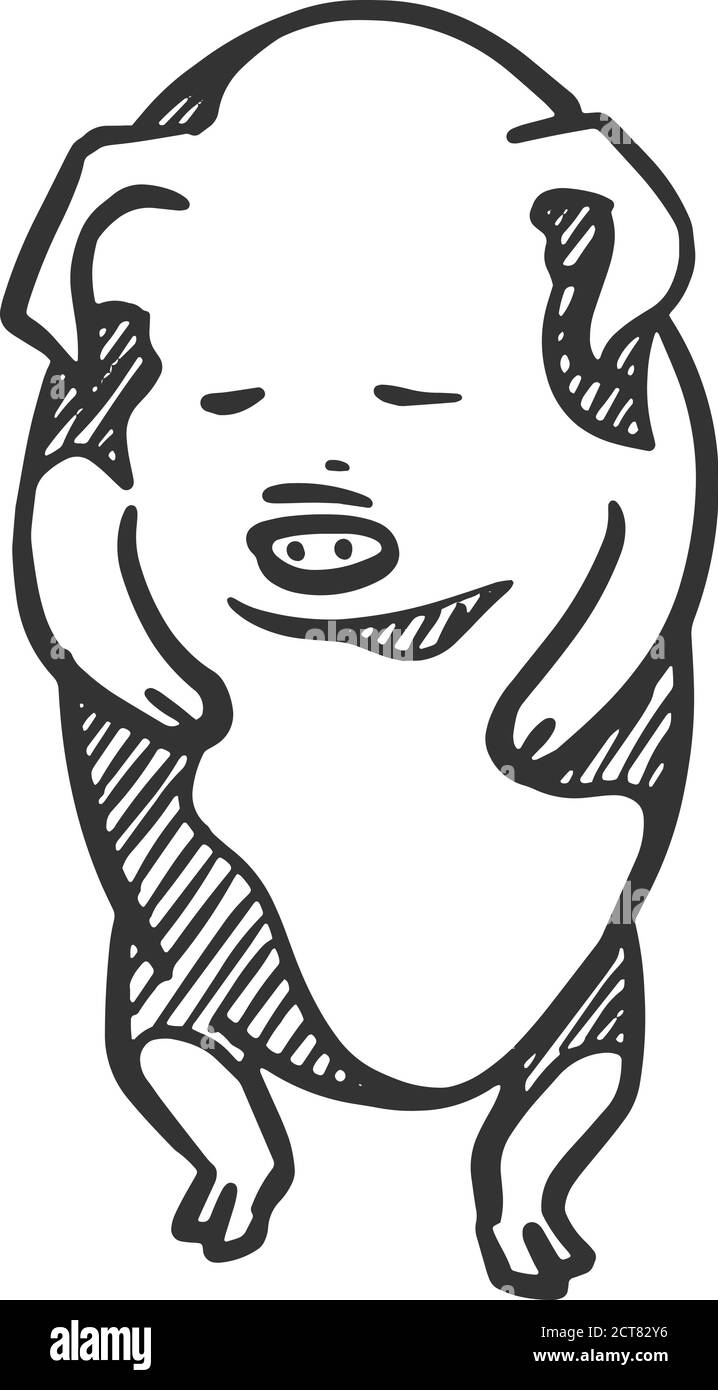 Hand drawn pig illustration. Animal character concept Stock Vector ...